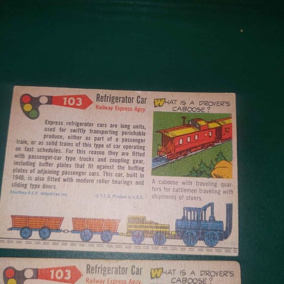 1955 Topps Rails and Sails #103 - Refrigerator Car - Railway Express - Lot of 2 - Picture 7 of 10